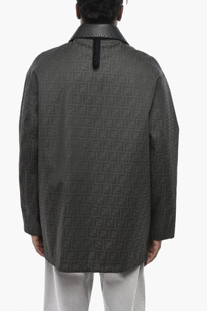Giubbotto Utility Imbottito con Monogram All-Over e Colletto in Pelle