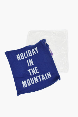 Solid-Color Cushion HOLIDAY IN THE MOUNTAIN with Flocked Print