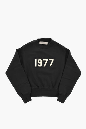 ESSENTIALS Cotton Crewneck Sweatshirt with Embossed Detail