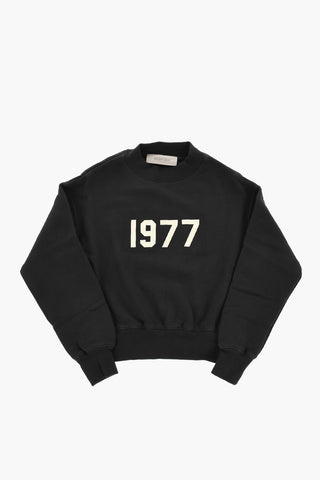 ESSENTIALS Cotton Crewneck Sweatshirt with Embossed Detail