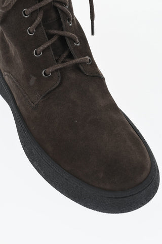Suede Lace-up Booties with Rubber Sole