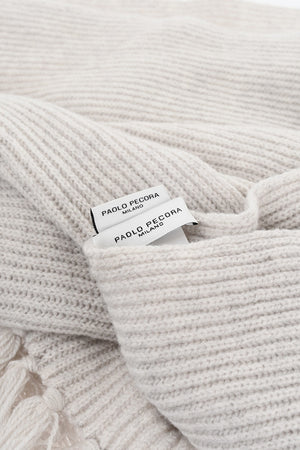 Sciarpa a Costine in Lana Vergine con Frange