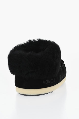 Padded Suede Ankle Boots with Lace-Up Detail