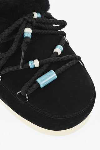 Padded Suede Ankle Boots with Lace-Up Detail