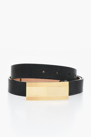 Leather Belt With Gold-Tone Buckle 20Mm