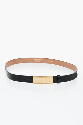 Leather Belt With Gold-Tone Buckle 20Mm