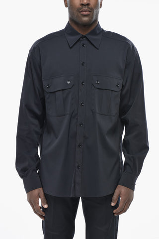 Nylon Maxi Shirt With Double Pocket