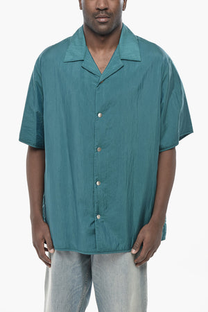 Nylon and Silk Overshirt With Snap Buttons