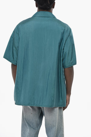 Overshirt in Nylon e Seta con Bottoni Automatici
