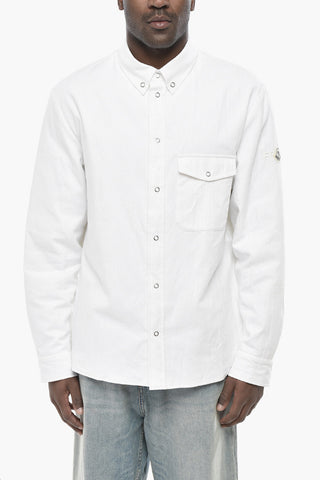 FRGMT HIROSHI FUJIWARA 7 Baumwoll-Overshirt mit Button-Down-Kragen und Druckknöpfen