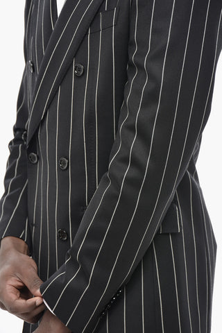 Striped Wool Double-Breasted Jacket SICILIA With Flap Pockets