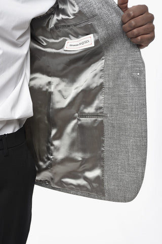 Ein-Knopf-Blazer aus metallisiertem Stoff mit Pattentasche