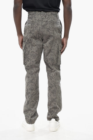 Denim Cargo Pants with Moivo Jaquard