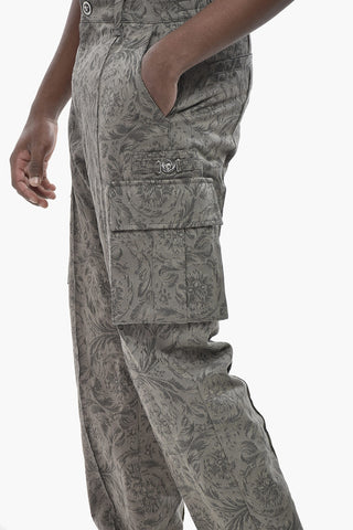 Denim Cargo Pants with Moivo Jaquard
