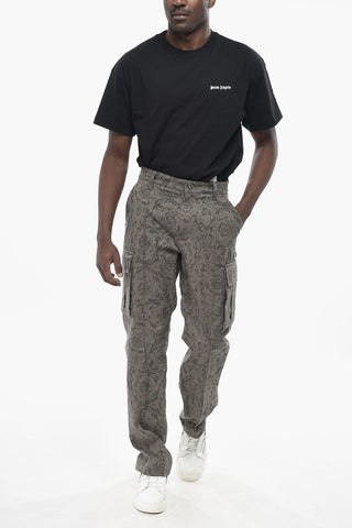 Denim Cargo Pants with Moivo Jaquard