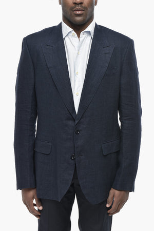 Zweiknopf-Blazer aus Leinen mit Spitzenrevers