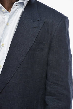 Blazer a 2 Bottoni in Lino con Rever a Lancia