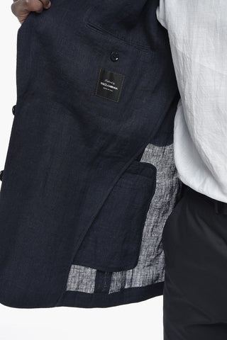 Zweiknopf-Blazer aus Leinen mit Spitzenrevers