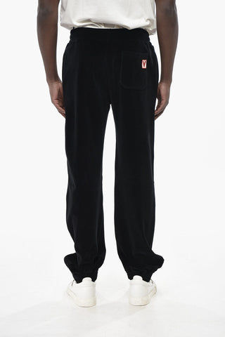 Solid-Color Velour Joggers with Elastic Waist