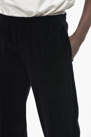 Solid-Color Velour Joggers with Elastic Waist