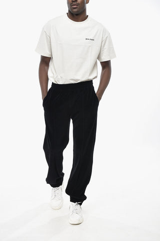 Solid-Color Velour Joggers with Elastic Waist