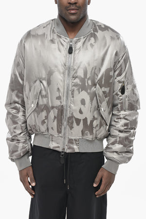 Padded Bomber With Logo Print and Sleeve Pocket