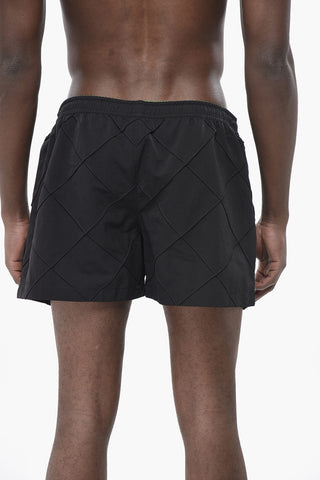 Nylon Quilted-Effect Boxer Swim Trunks