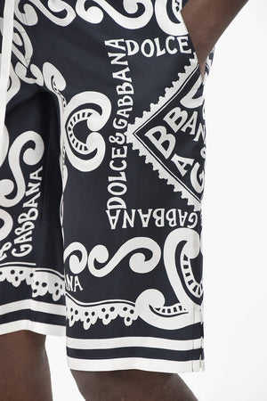 Bicolour Silk Shorts With Logos