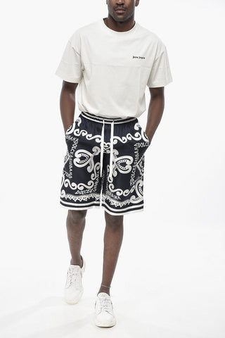 Bicolour Silk Shorts With Logos