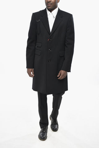 Multi-Pocket Wool Coat With Buckle Detail