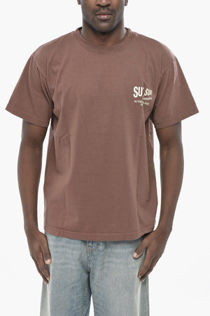 Baumwoll-Rundhals-T-Shirt mit Logo auf der Rückseite