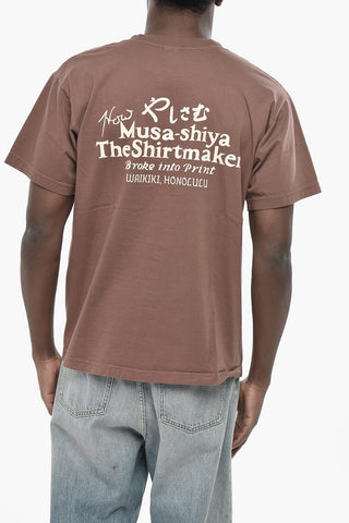 Baumwoll-Rundhals-T-Shirt mit Logo auf der Rückseite