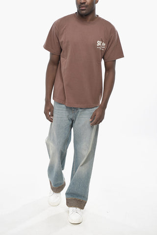 Baumwoll-Rundhals-T-Shirt mit Logo auf der Rückseite