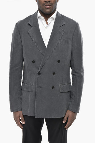 Linen-Blend Double-Breasted Blazer TANSEY With Flap Pockets