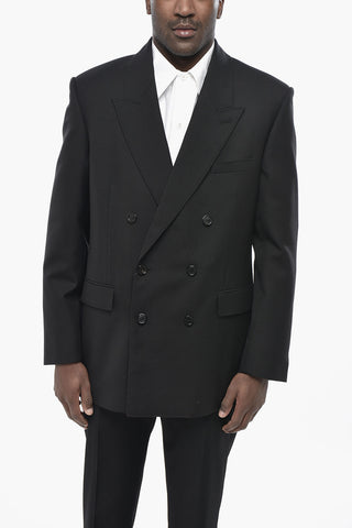 Double-Breasted Wool Jacket With Peak Lapel