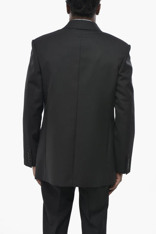 Double-Breasted Wool Jacket With Peak Lapel
