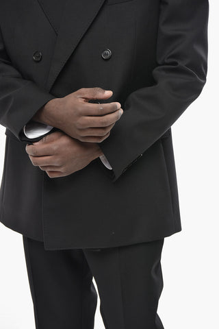 Double-Breasted Wool Jacket With Peak Lapel