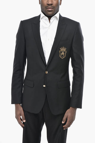Virgin Wool And Silk Two-Button Jacket MARTINI With Jewel Detail