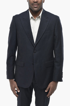 Cotton-Blend Jacquard Jacket with Floral-Print Lining