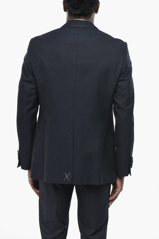 Giacca in Misto Cotone Jacquard con Fodera Interna a Fantasia Floreale