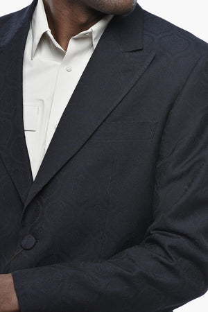 Cotton-Blend Jacquard Jacket with Floral-Print Lining