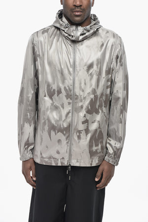 Hooded Windbreaker With All-Over Logo