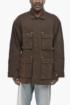 Overshirt aus Baumwolle mit verdeckter Knopfleiste