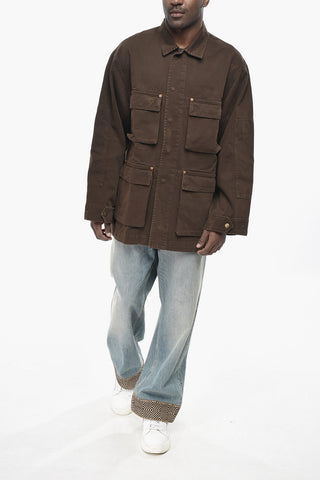 Overshirt aus Baumwolle mit verdeckter Knopfleiste