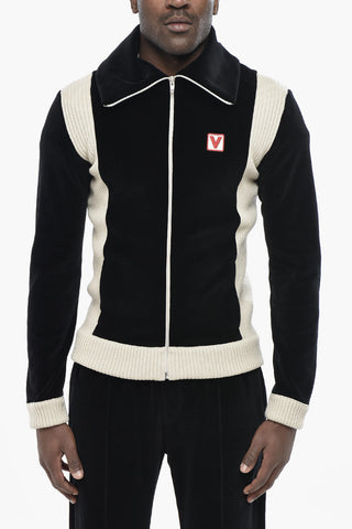 Two-Tone Velour Sweatshirt