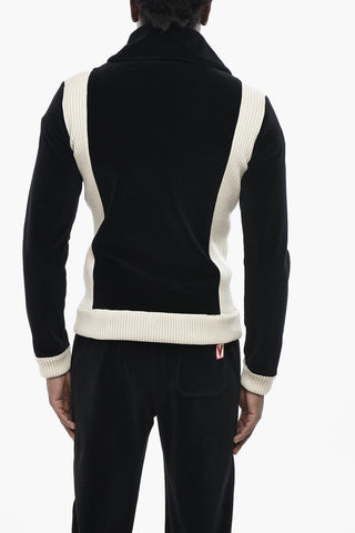 Zweifarbiges Velours-Sweatshirt