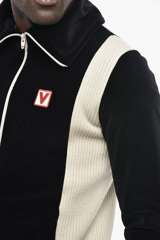 Two-Tone Velour Sweatshirt