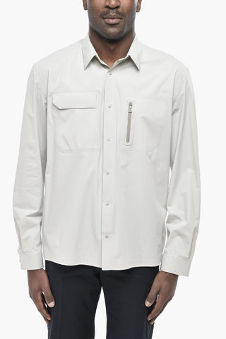 Nylon Stretch Overshirt with Double Chest Pocket