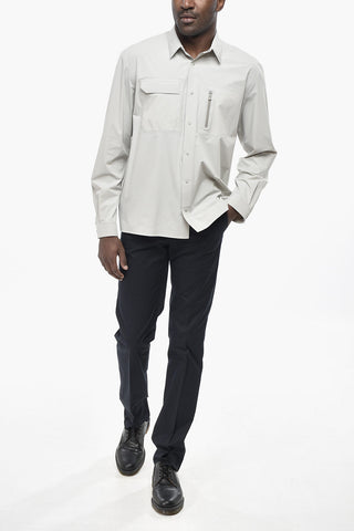 Nylon Stretch Overshirt with Double Chest Pocket