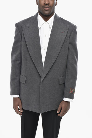 Open-Front-Jacke Aus Wolle Mit Spitzrevers